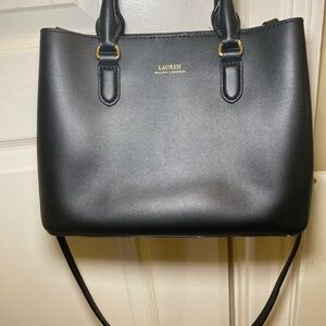 Lauren Ralph Lauren Black Leather Tote